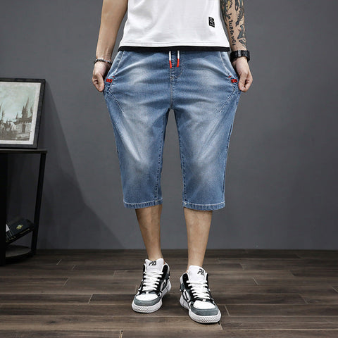Men's Cropped Denim Shorts – Loose Harem Style