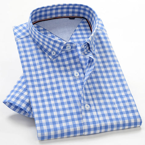Men's Plus-Size Shirt – Loose Cotton Short-Sleeve