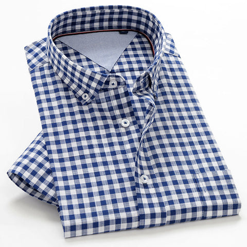 Men's Plus-Size Shirt – Loose Cotton Short-Sleeve