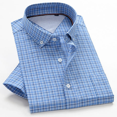 Men's Plus-Size Shirt – Loose Cotton Short-Sleeve
