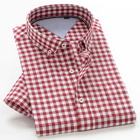 Men's Plus-Size Shirt – Loose Cotton Short-Sleeve