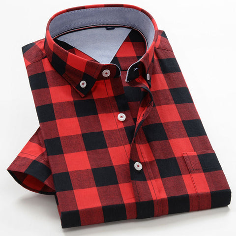 Men's Plus-Size Shirt – Loose Cotton Short-Sleeve