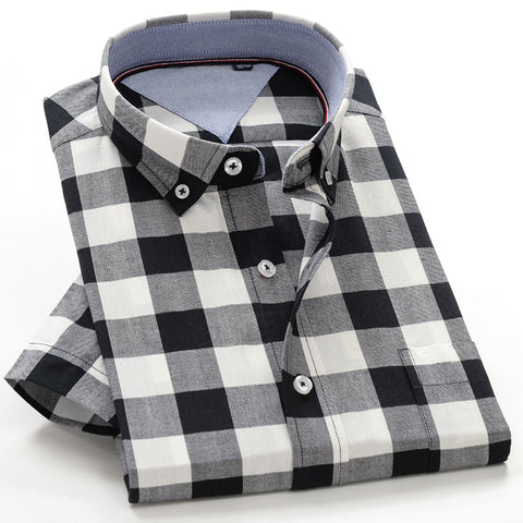 Men's Plus-Size Shirt – Loose Cotton Short-Sleeve