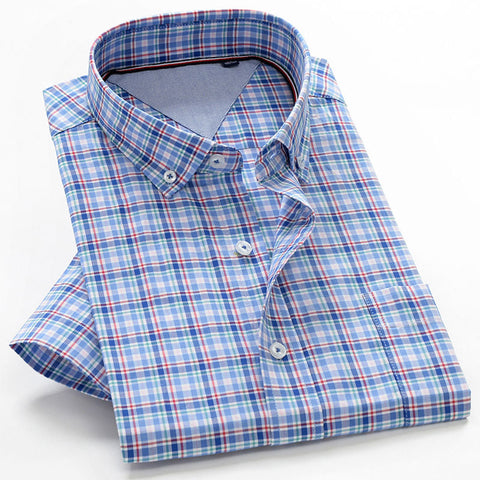 Men's Plus-Size Shirt – Loose Cotton Short-Sleeve