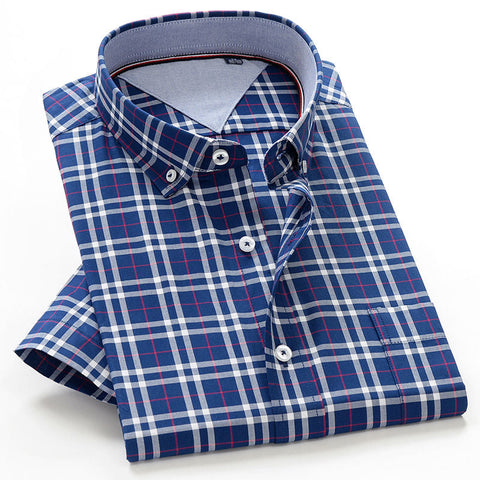 Men's Plus-Size Shirt – Loose Cotton Short-Sleeve