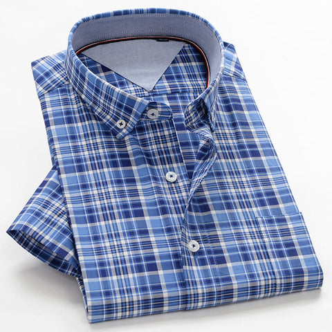 Men's Plus-Size Shirt – Loose Cotton Short-Sleeve