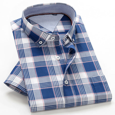 Men's Plus-Size Shirt – Loose Cotton Short-Sleeve