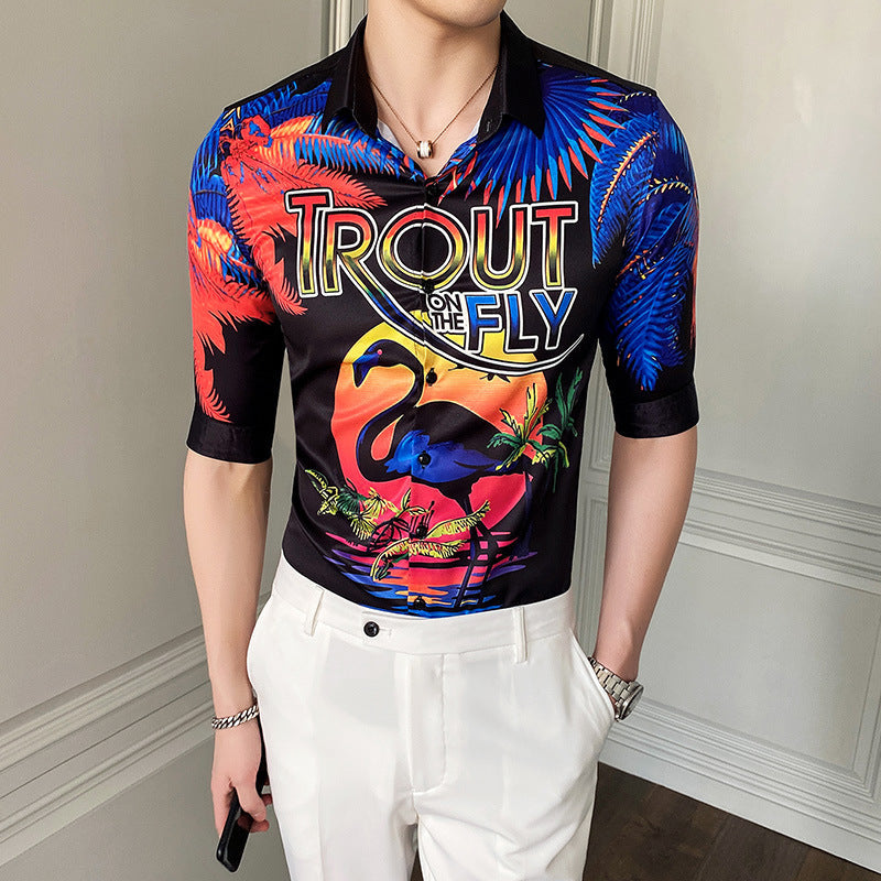 Men's Floral Shirt – British-Style Short-Sleeve Button-Up