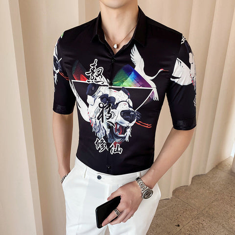 Men's Floral Shirt – British-Style Short-Sleeve Button-Up