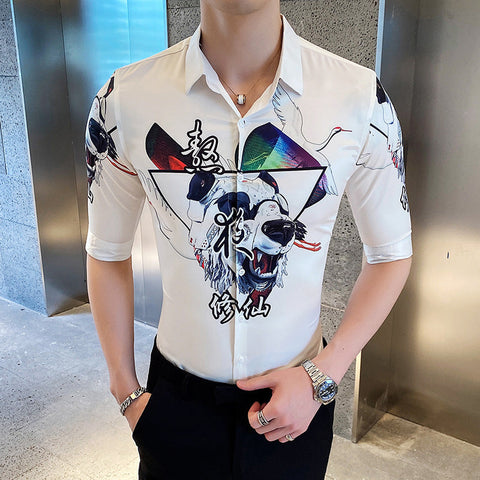Men's Floral Shirt – British-Style Short-Sleeve Button-Up