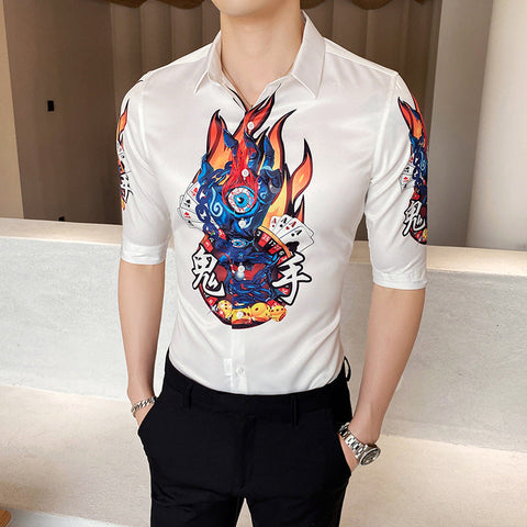 Men's Floral Shirt – British-Style Short-Sleeve Button-Up