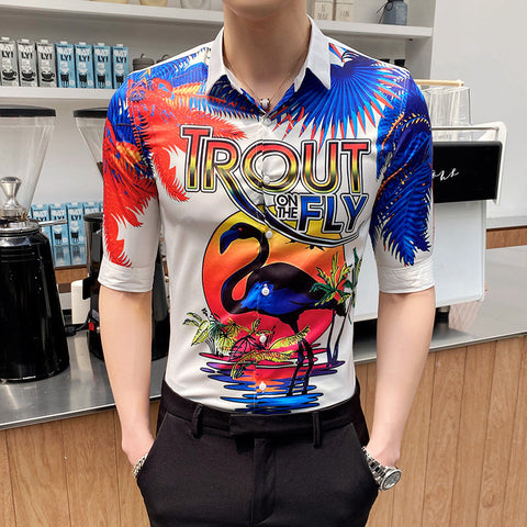 Men's Floral Shirt – British-Style Short-Sleeve Button-Up