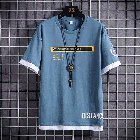 Men's Letter-Print T-Shirt – Cotton Short-Sleeve