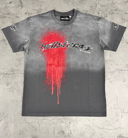 Hellstar Red Drip Gradient Vintage Washed Oversized T-Shirt