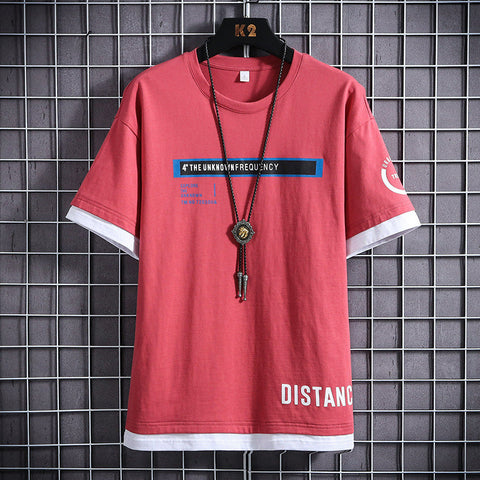 Men's Letter-Print T-Shirt – Cotton Short-Sleeve