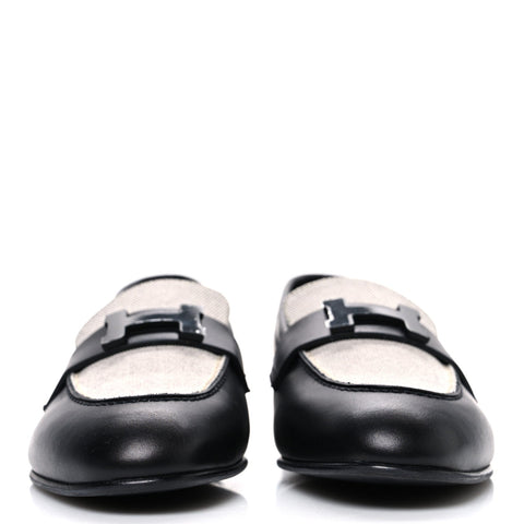 Toile De Coton Calfskin Womens Paris Loafers 37 Black Prunoir