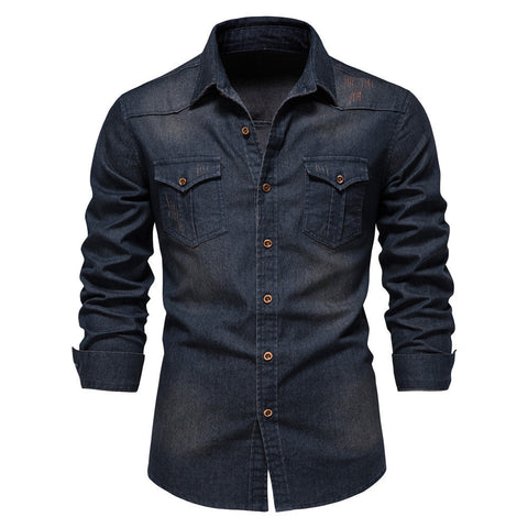 Men's Denim Shirt – Slim Casual Long-Sleeve Button-Up