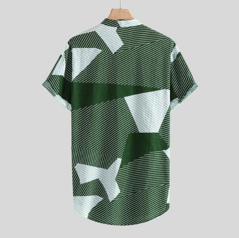 Men's Hawaiian Shirt – Casual Stand-Collar Short-Sleeve