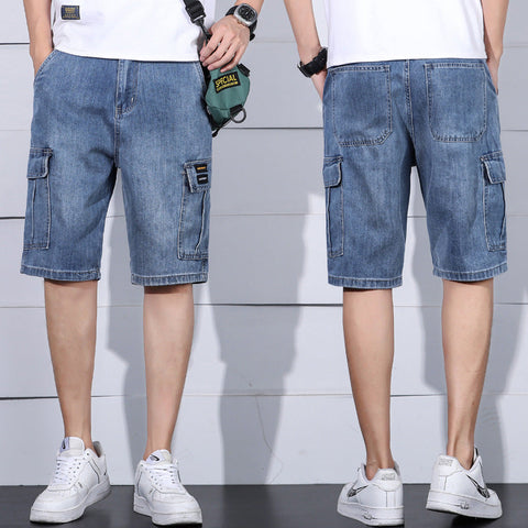 Men's Denim Cargo Shorts – Multi-Pocket Tooling