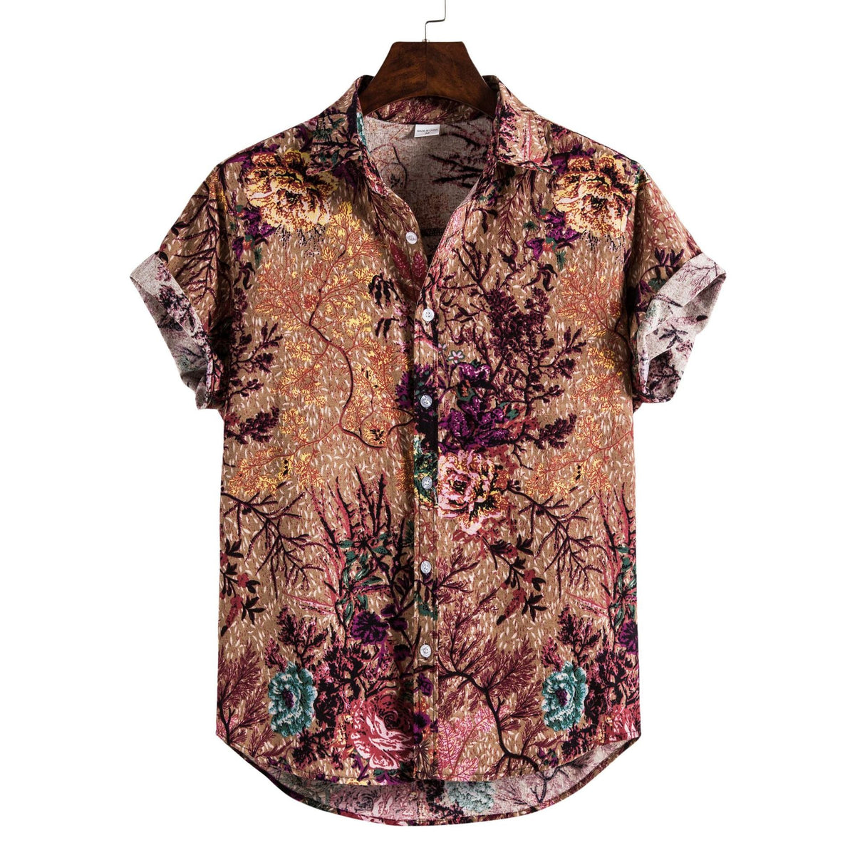 Men's Long-Sleeve Printed Shirt – Lapel Button-Up