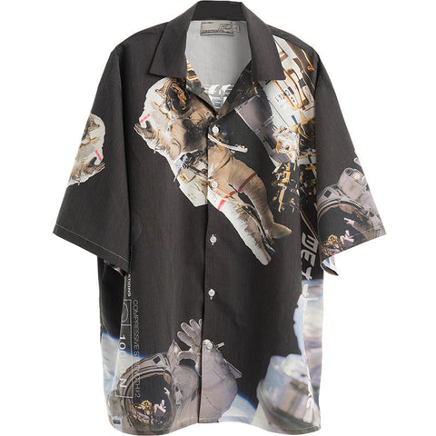 Men's Short-Sleeve Casual Shirt – Printed Cotton