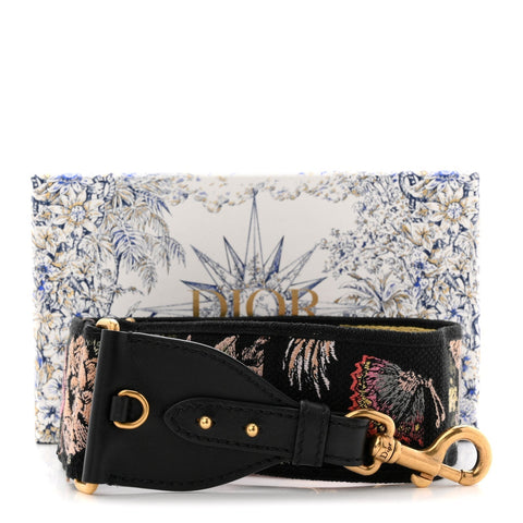 Canvas Embroidered Floral Shoulder Strap Black Multicolor
