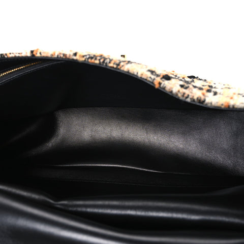 Tweed Mixed Fibers Leopard Print Small Souplissimo Maxi Flap Brown Black White