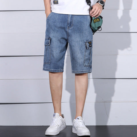 Men's Denim Cargo Shorts – Multi-Pocket Tooling