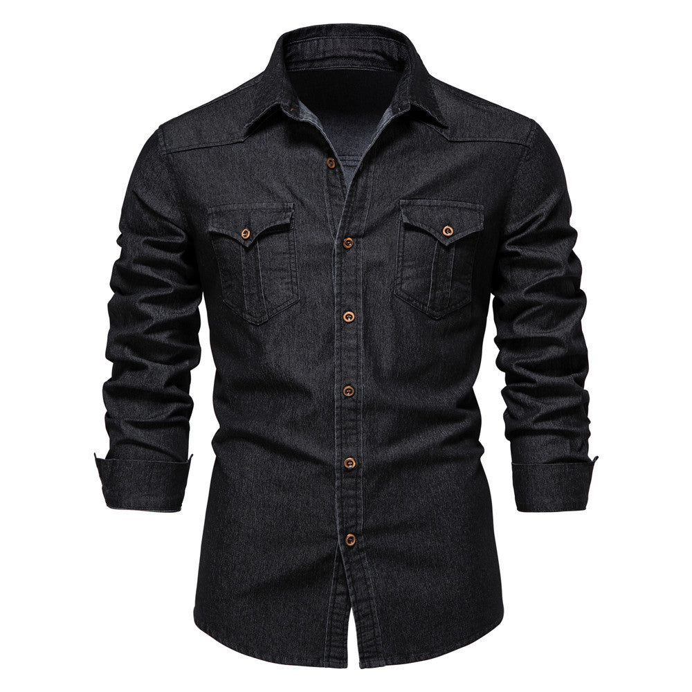 Men's Denim Shirt – Slim Casual Long-Sleeve Button-Up