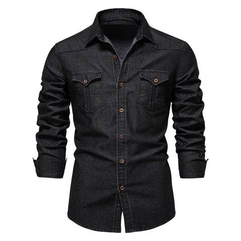 Men's Denim Shirt – Slim Casual Long-Sleeve Button-Up