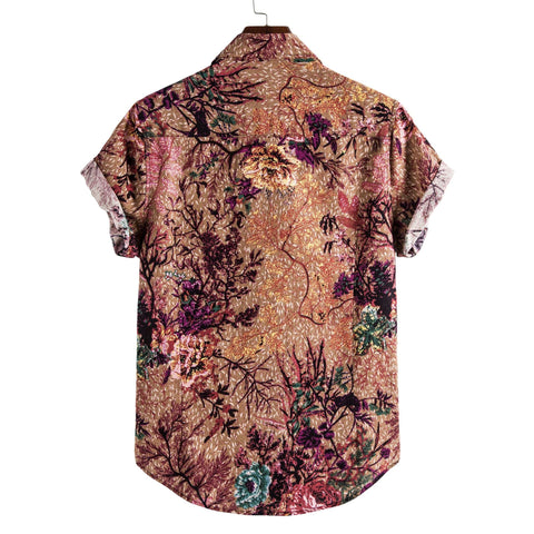 Men's Long-Sleeve Printed Shirt – Lapel Button-Up