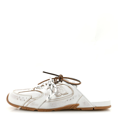 X NEW BALANCE Bleached Calfskin 530 SL Slip-On Sneakers Mules 39.5 White