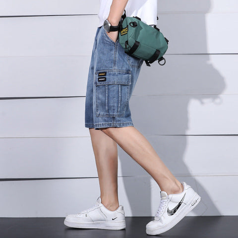 Men's Denim Cargo Shorts – Multi-Pocket Tooling