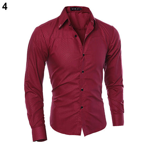 Men's Business Shirt – Plaid Long-Sleeve Button-Up
