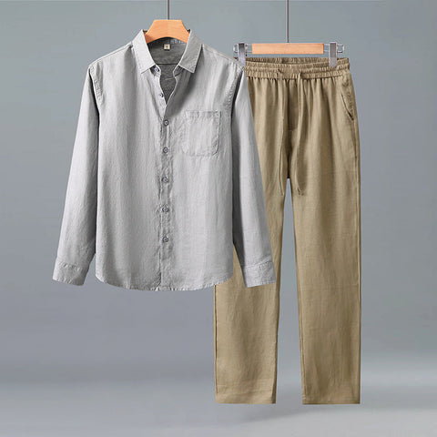 Men's Linen Casual Shirt and Trousers Set