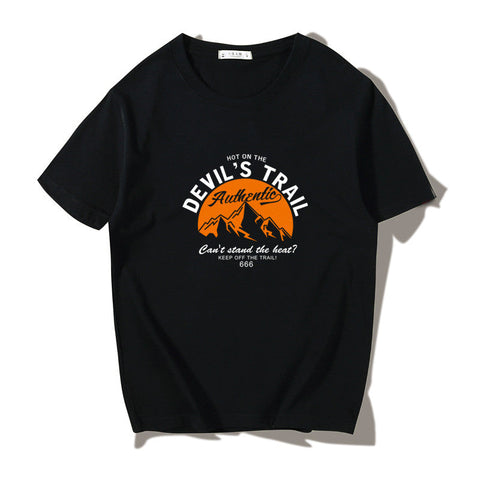 Men's Japanese-Style Loose Print Tee – Round Neck
