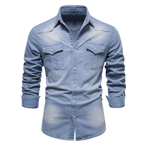 Men's Denim Shirt – Slim Casual Long-Sleeve Button-Up