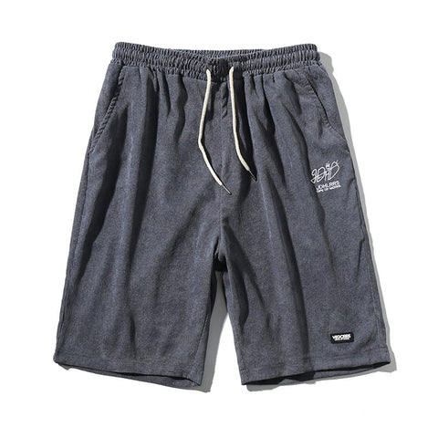 Men's Corduroy Shorts – Embroidered Loose