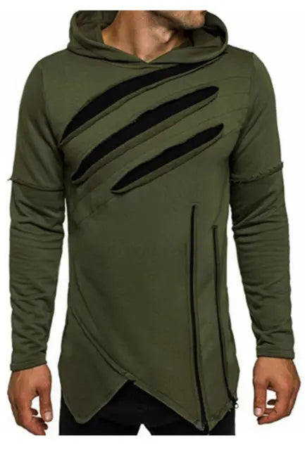 Men's Distressed Zip Hoodie – Hip-Hop Streetwear