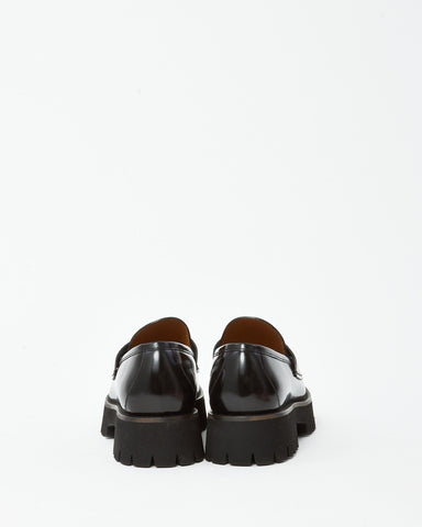 Gucci Black Leather SHW Horsebit Lug Sole Loafers - 41.5