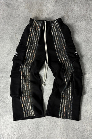 ARCHIVE HUNTER CARGO STRIPE SWEATPANTS CAMO - BLACK