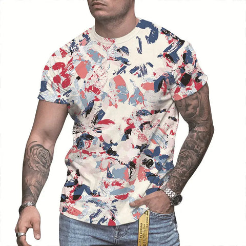 Men's 3D Printed T-Shirt – Round-Neck Short-Sleeve