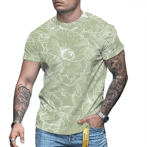 Men's 3D Printed T-Shirt – Round-Neck Short-Sleeve