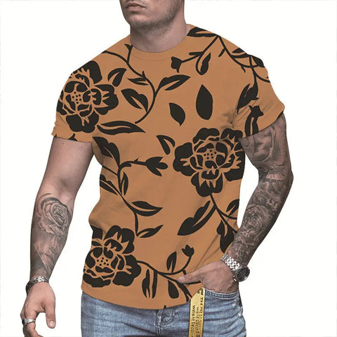 Men's 3D Printed T-Shirt – Round-Neck Short-Sleeve