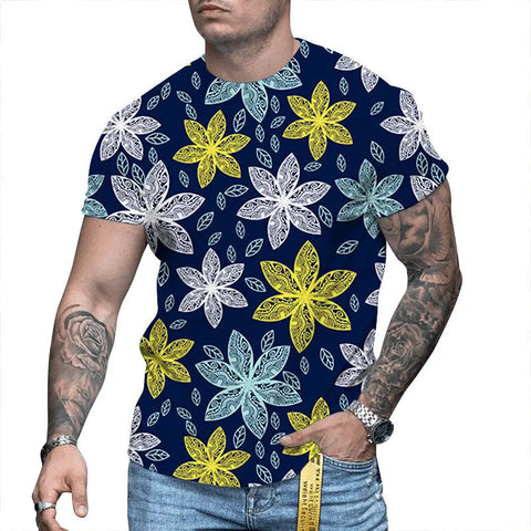 Men's 3D Printed T-Shirt – Round-Neck Short-Sleeve