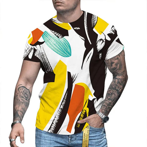 Men's 3D Printed T-Shirt – Round-Neck Short-Sleeve
