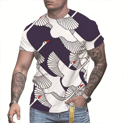 Men's 3D Printed T-Shirt – Round-Neck Short-Sleeve