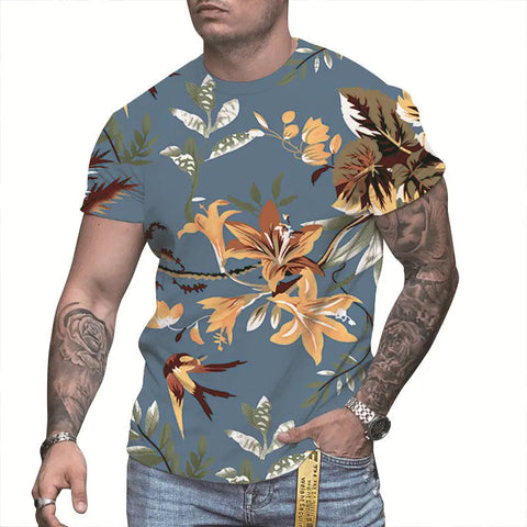 Men's 3D Printed T-Shirt – Round-Neck Short-Sleeve