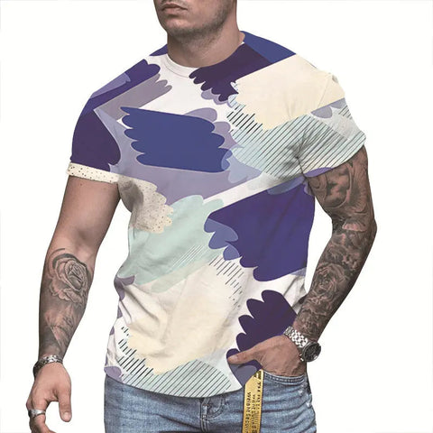 Men's 3D Printed T-Shirt – Round-Neck Short-Sleeve