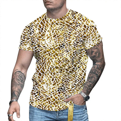 Men's 3D Printed T-Shirt – Round-Neck Short-Sleeve